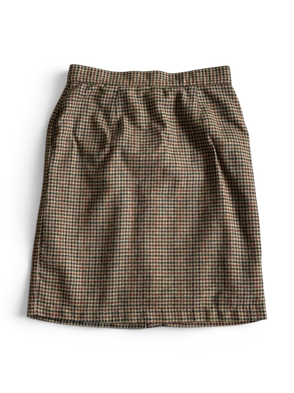 Vintage Tina Hagen Brown Houndstooth Wool Pencil Skirt
